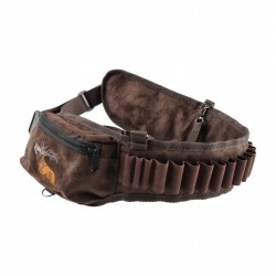 Pas na amunicje zamszowy z kieszeniami PZ001 brąz, haft...