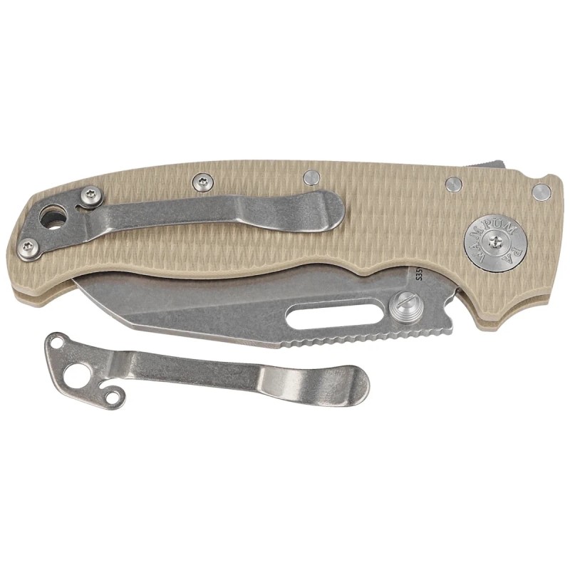 Nóż składany Demko AD20.5 Shark Foot Coyote Tan G10, Stonewashed CPM S35VN by Andrew Demko (205-S35-SFCT)