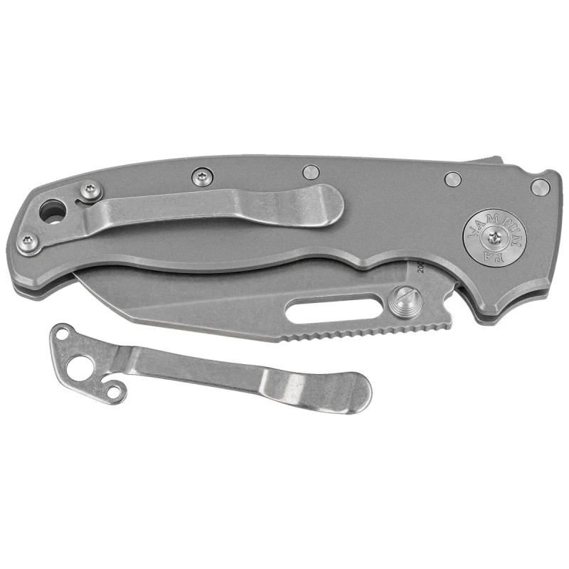 Nóż składany Demko AD20.5 Shark Foot Smooth Titanium, Stonewashed CPM 20CV by Andrew Demko (205-20CV-TI-SF)