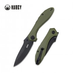 Nóż składany Kubey Ruckus OD Green G10, Dark Stonewashed AUS-10 by Sherif Manganas (KU314G)