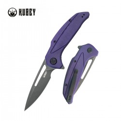 Nóż składany Kubey Nautilus Purple G10, Silver Sandblasted 14C28N by Sherif Manganas (KU372A)