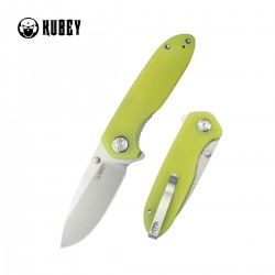 Nóż składany Kubey Belus Translucent Yellow G10, Beadblasted AUS-10 (KU342D)