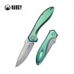 Nóż składany Kubey Ruckus Green Titanium, Beadblasted CPM 20CV by Sherif Manganas (KB314S)