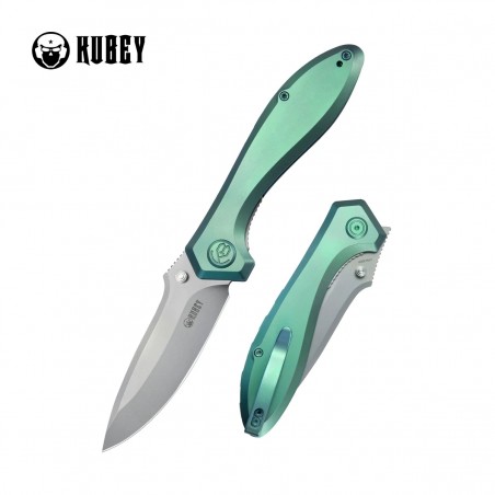 Nóż składany Kubey Ruckus Green Titanium, Beadblasted CPM 20CV by Sherif Manganas (KB314S) Nóż składany Kubey Ruckus Green Titanium, Beadblasted CPM 20CV by Sherif Manganas (KB314S)
