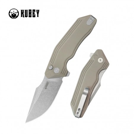 Nóż składany Kubey Basilisk Tan G10, Stonewashed 14C28N by Damned Designs (KU391C) Nóż składany Kubey Basilisk Tan G10, Stonewashed 14C28N by Damned Designs (KU391C)
