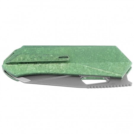 Nóż składany Remette Woodpecker Crystal Green Titanium, Hand Grinding Pearlescent M390 (RTWP-IG)