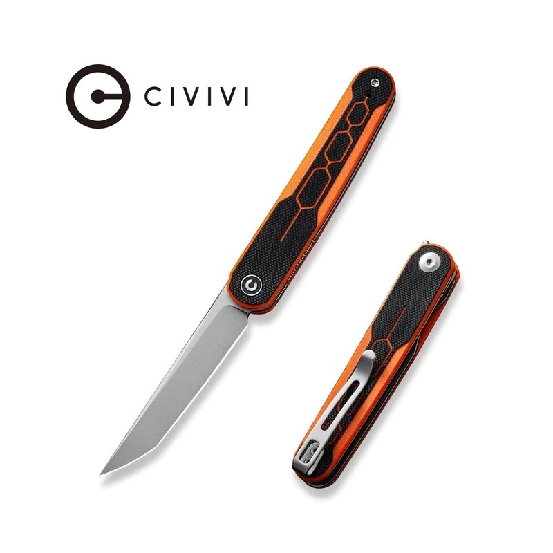 Nóż składany Civivi KwaiQ Orange/Black G10, Satin Nitro-V by Rafal Brzeski (C23015-2)