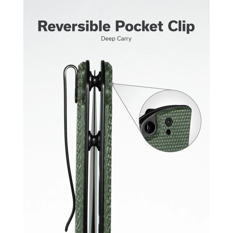 Nóż składany Sencut Praktisk Green Canvas Micarta, Black 9Cr18MoV (S24019-3)