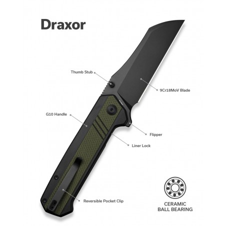 Nóż składany Sencut Draxor Green/Black G10, Black 9Cr18MoV (S24035-2) Nóż składany Sencut Draxor Green/Black G10, Black 9Cr18MoV (S24035-2)