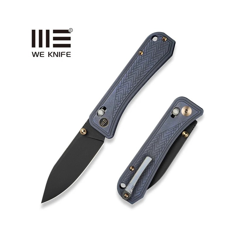 Nóż składany We Knife Bougie Banter Blue Titanium, Black Stonewashed CPM S45VN by Ben Petersen (WE24009-1)