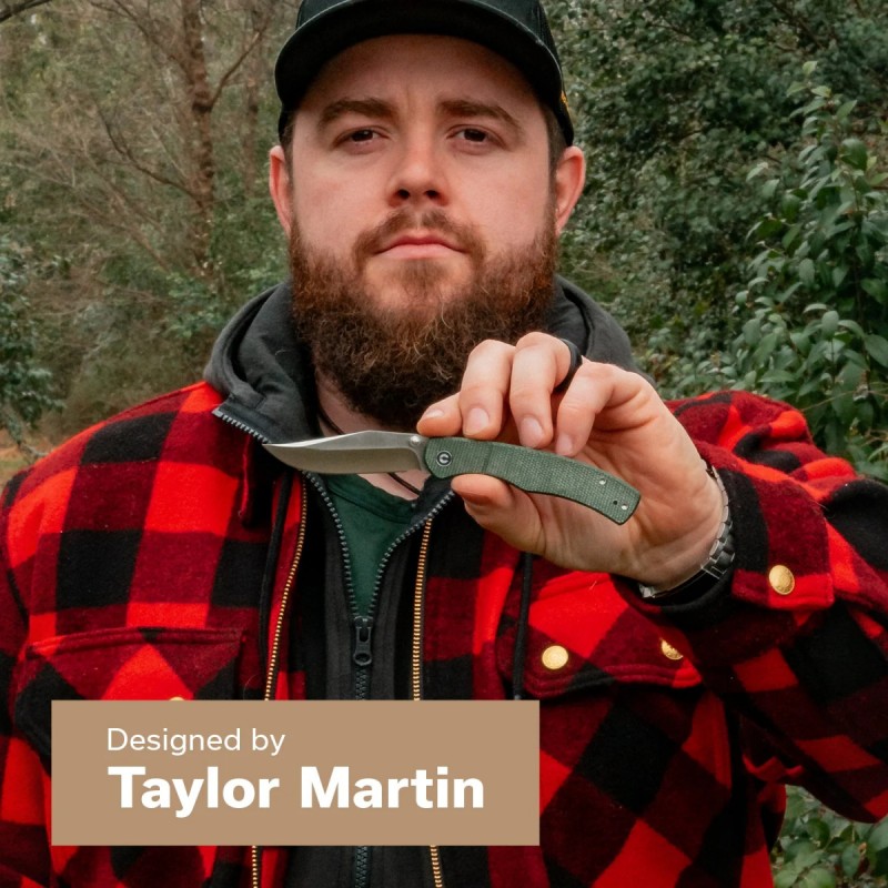 Nóż składany Civivi Clingman Green Canvas Micarta, Satin Nitro-V by Taylor Martin Best Damn EDC (C23065-4)