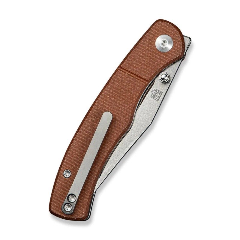 Nóż składany Civivi Clingman Brown Canvas Micarta, Satin Nitro-V by Taylor Martin Best Damn EDC (C23065-3)