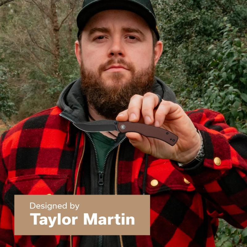 Nóż składany Civivi Clingman Burgundy G10, Black Stonewashed Nitro-V by Taylor Martin Best Damn EDC (C23065-2)