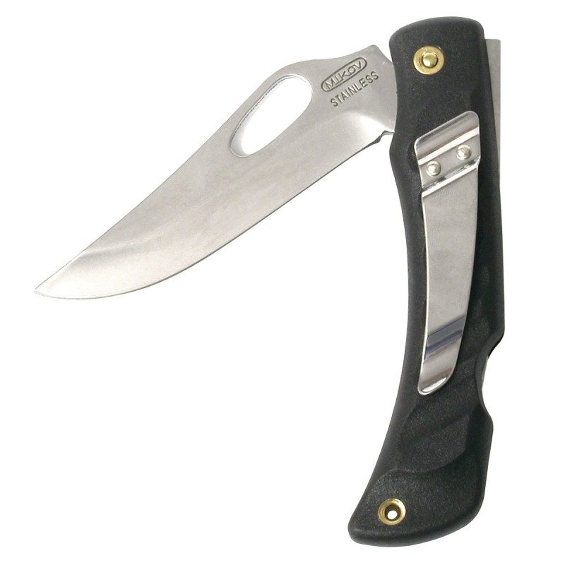 Nóż składany Mikov Crocodile Clip Point Black ABS, Mirror, Klips (243-NH-1/B BLACK/CLIP)