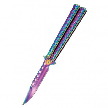Nóż motylkowy Third Decor Habitat Balisong Rainbow Stainless Steel, Rainbow 420 (16071W) Nóż motylkowy Third Decor Habitat Balisong Rainbow Stainless Steel, Rainbow 420 (16071W)