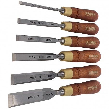 Zestaw 6 dłut stolarskich Narex Premium 6, 10, 12, 16, 20, 26 (853250) Zestaw 6 dłut stolarskich Narex Premium 6, 10, 12, 16, 20, 26 (853250)