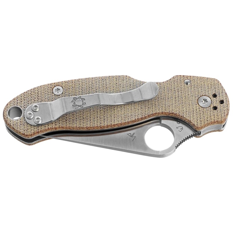 Nóż składany Spyderco Para 3 Brown Canvas Micarta, Satin Cru-Wear by Sal i Eric Glesser (C223MPCW)