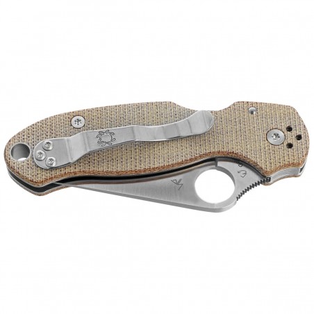 Nóż składany Spyderco Para 3 Brown Canvas Micarta, Satin Cru-Wear by Sal i Eric Glesser (C223MPCW)
