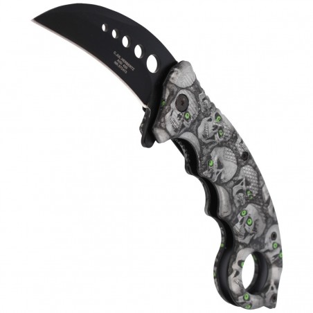 Nóż składany Herbertz CJH Karambit Skulls, Black Blade 420 (572413 - ART000137)