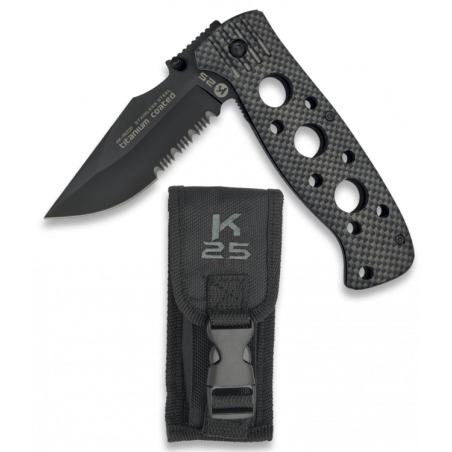 Nóż składany K25 RK-19221 Rubbered Black Aluminium, Black Titanium 7Cr17Mov Nóż składany K25 RK-19221 Rubbered Black Aluminium, Black Titanium 7Cr17Mov