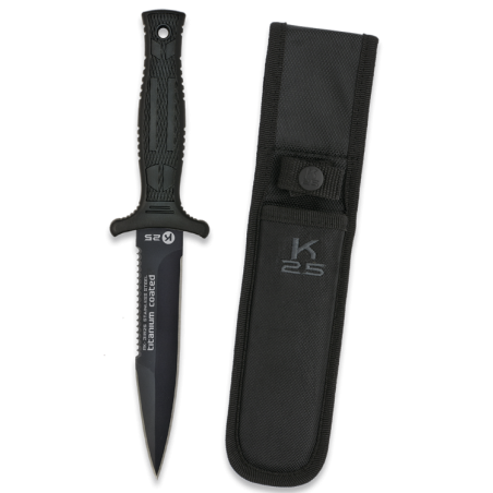 Nóż boot K25 Tactical Botero Black Rubber, Black Titanium 7Cr17Mov (31825) Nóż boot K25 Tactical Botero Black Rubber, Black Titanium 7Cr17Mov (31825)