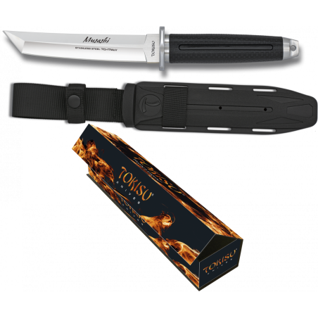 Sztylet japoński Tokisu Musashii Tanto Black Rubber, Satin 7Cr17MoV (32390)