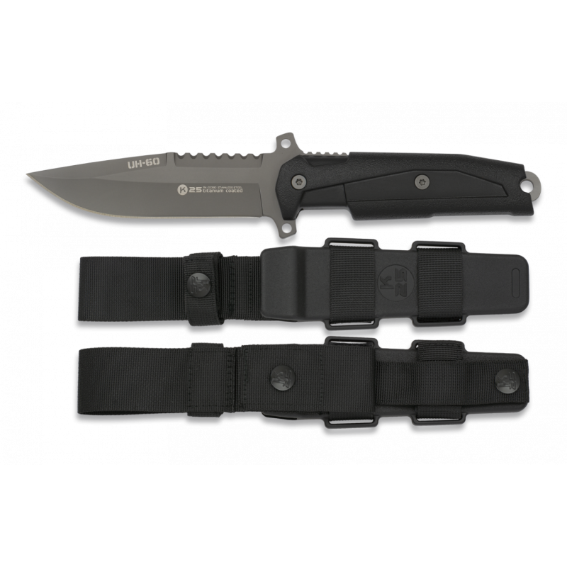 Nóż K25 UH-60 Black Rubber, Titanium 7Cr17Mov