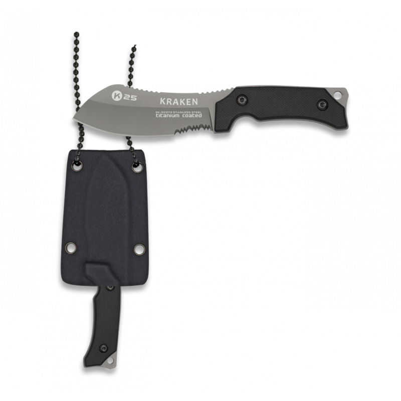 Nóż na szyję K25 Kraken Neck Knife Black G10, Titanium 7Cr17Mov