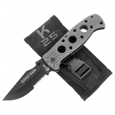 Nóż składany K25 RK-19221 Rubbered Black Aluminium, Black Titanium 7Cr17Mov Nóż składany K25 RK-19221 Rubbered Black Aluminium, Black Titanium 7Cr17Mov