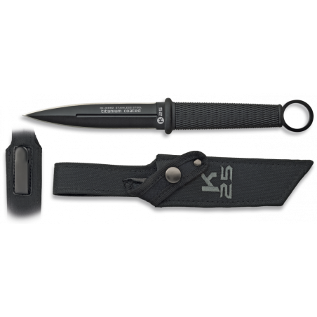 Nóż K25 Botero Dagger Black Rubber, Black Titanium 7Cr17Mov (31892) Nóż K25 Botero Dagger Black Rubber, Black Titanium 7Cr17Mov (31892)