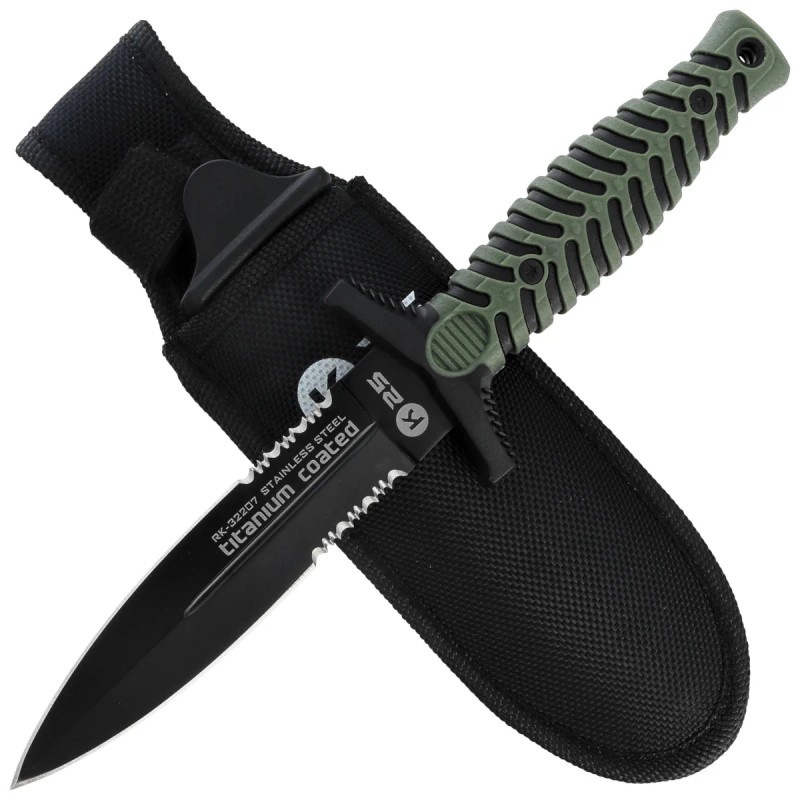 Nóż boot K25 Tactical Green ABS/Rubber, Black Titanium 7Cr17Mov (32207)