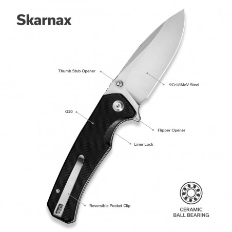 Nóż składany Sencut Skarnax Black G10, Satin 9Cr18MoV (S24025-1) Nóż składany Sencut Skarnax Black G10, Satin 9Cr18MoV (S24025-1)