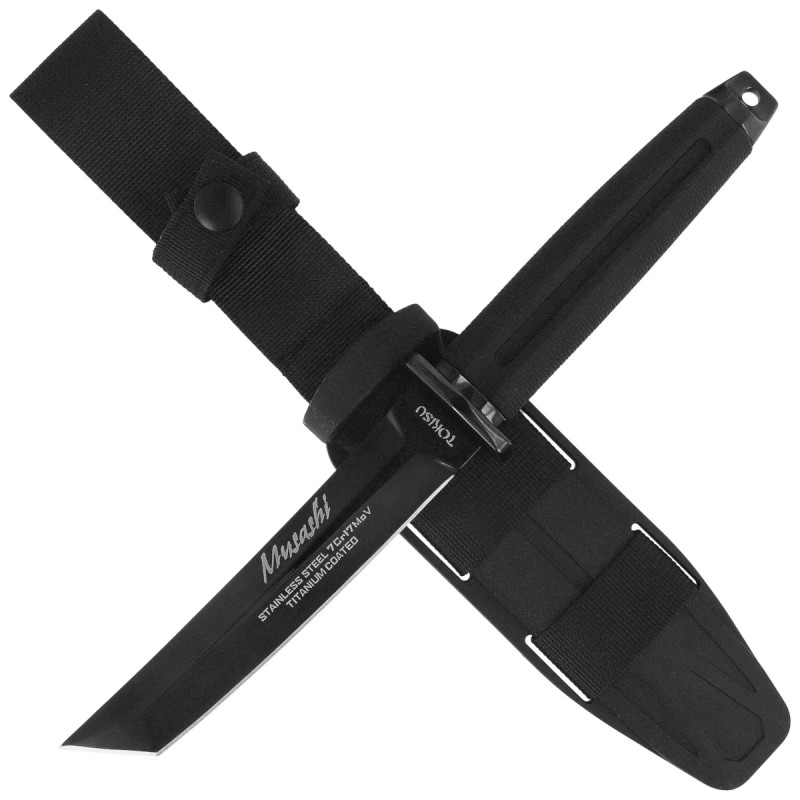 Sztylet japoński Tokisu Musashi Black Rubber, Black Titanium 7Cr17Mov (32696)