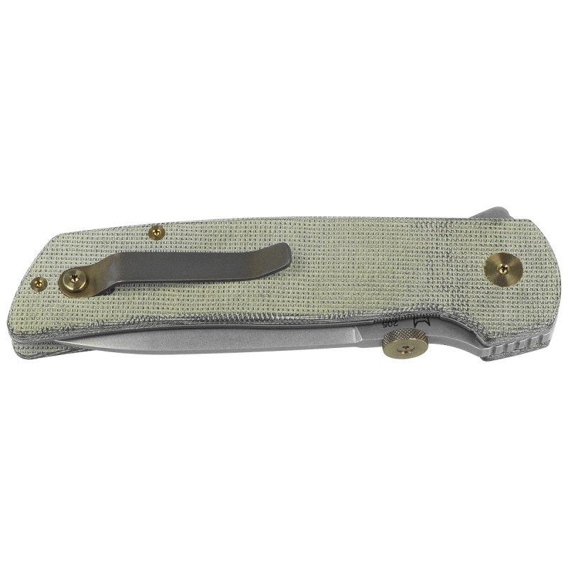 Nóż składany Fox Original Gangster OD Green Canvas Micarta, Stonewashed MagnaCut by Bob Terzuola (FX-ATC-OG01 MOD)