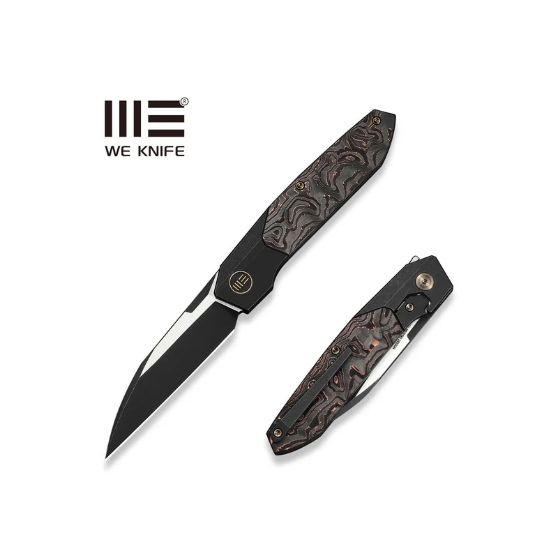 Nóż składany WeKnife Brr15 Black Titanium/Copper Foil Carbon Fiber, Black Stonewashed/Satin M390 by Rafal Brzeski (WE24007-1)