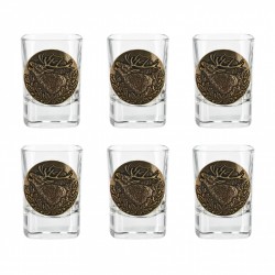 Kieliszki Golden Fox Qube z odlewaną plakietką mosiądz 6...