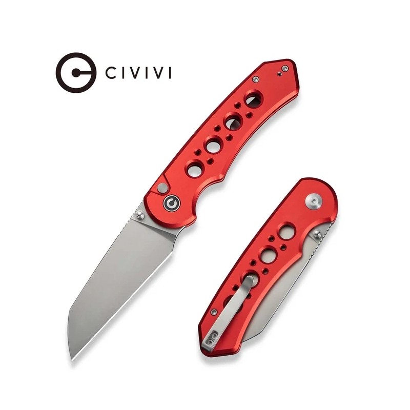 Nóż składany Civivi Pragma Prime Red Aluminium, Stonewashed 14C28N (C24067-2)