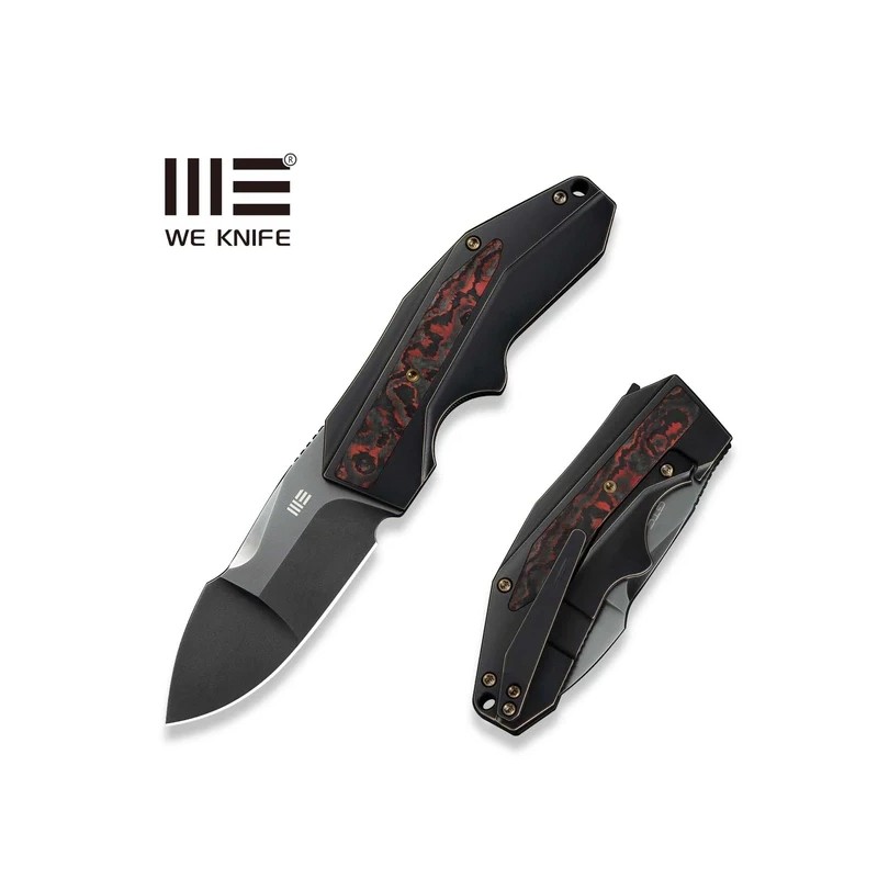 Nóż składany WeKnife Coral SLT Black Titanium/Lava Flow Fat Carbon, Polished Gray CPM 20CV by Gustavo T. Cecchini (WE24044-3)