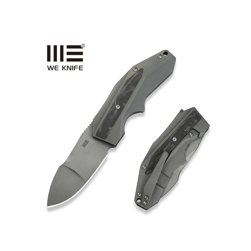 Nóż składany WeKnife Coral SLT Gray Titanium/Marble Carbon Fiber, Gray Stonewashed 20CV by Gustavo T. Cecchini (WE24044-2)