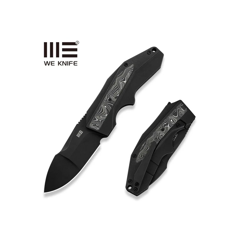 Nóż składany WeKnife Coral Black Titanium/Aluminium Foil Carbon Fiber, Black Stonewashed CPM 20CV by Gustavo T. Cecchini (WE2404