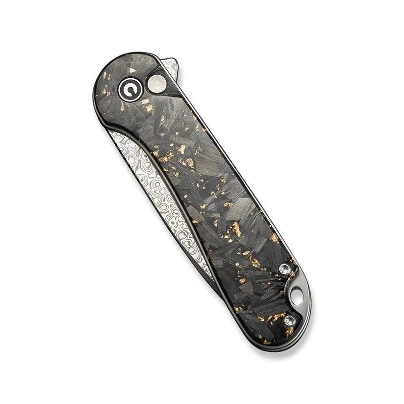 Nóż składany Civivi Button Lock Elementum II Shredded Carbon Fiber/Golden Shred, Damascus (C18062P-10)