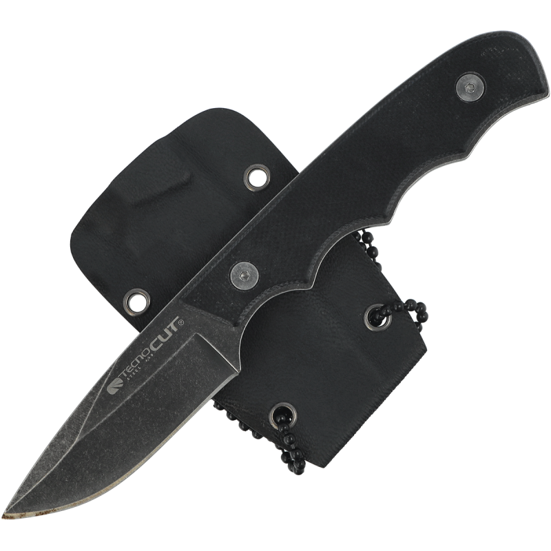 Nóż na szyję Tecnocut TCN3418 Neck Knife - Black G10, Black Stonewashed 440