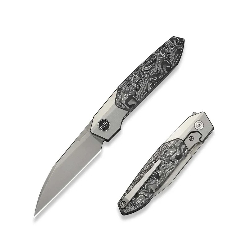 Nóż składany WeKnife Brr15 Gray Titanium/Aluminium Foil Carbon Fiber, Stonewashed M390 by Rafal Brzeski (WE24007-2)