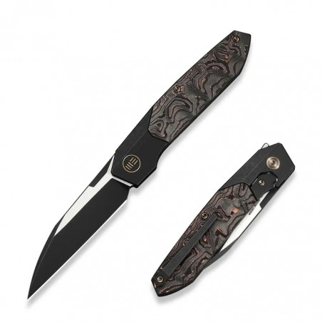 Nóż składany WeKnife Brr15 Black Titanium/Copper Foil Carbon Fiber, Black Stonewashed/Satin M390 by Rafal Brzeski (WE24007-1) Nóż składany WeKnife Brr15 Black Titanium/Copper Foil Carbon Fiber, Black Stonewashed/Satin M390 by Rafal Brzeski (WE24007-1)