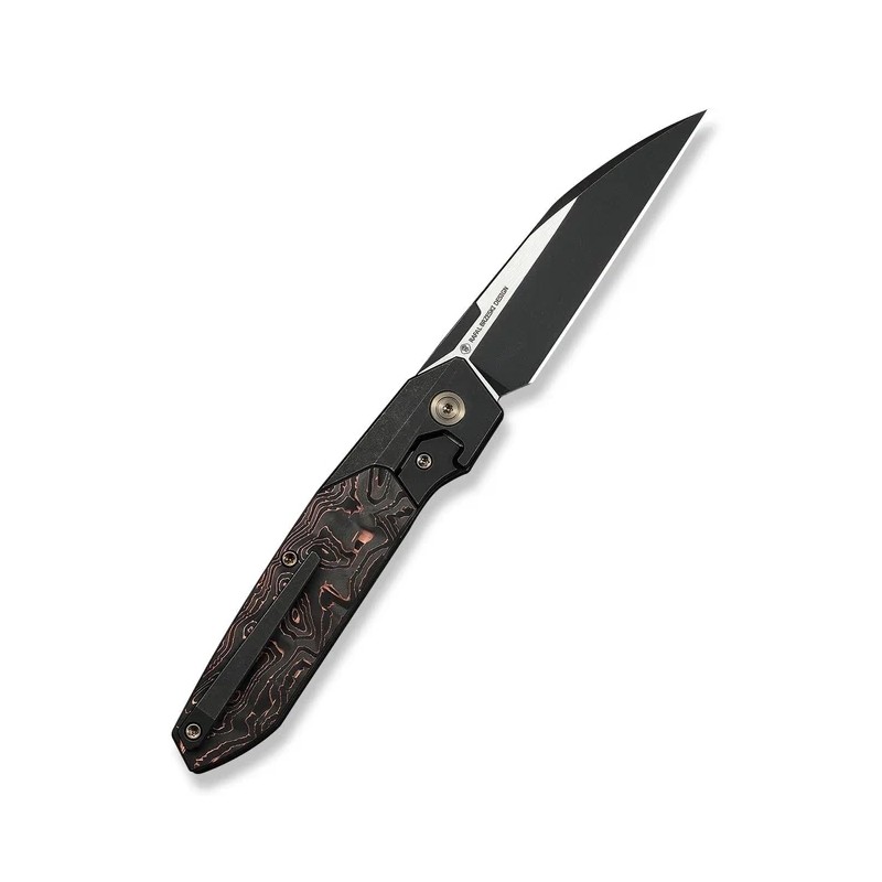 Nóż składany WeKnife Brr15 Black Titanium/Copper Foil Carbon Fiber, Black Stonewashed/Satin M390 by Rafal Brzeski (WE24007-1)