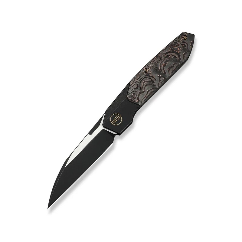 Nóż składany WeKnife Brr15 Black Titanium/Copper Foil Carbon Fiber, Black Stonewashed/Satin M390 by Rafal Brzeski (WE24007-1)