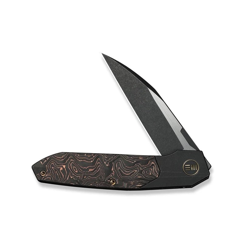 Nóż składany WeKnife Brr15 Black Titanium/Copper Foil Carbon Fiber, Black Stonewashed/Satin M390 by Rafal Brzeski (WE24007-1)