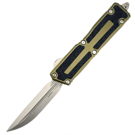 Nóż automatyczny OTF Microtech Scarab II D/E-S Gen III OD Green Aluminium/3M, Stonewashed M390MK by Tony Marfione (1180-10OD)