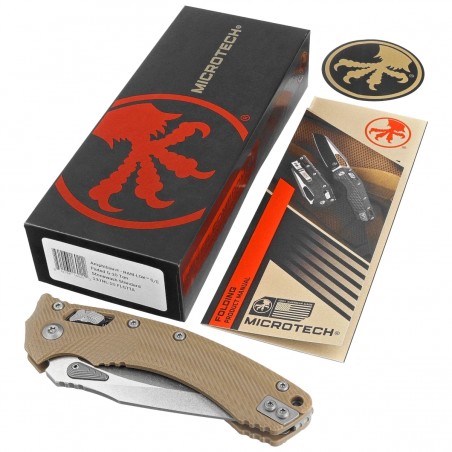 Nóż składany Microtech Amphibian Ram-Lok S/E Tan Fluted G10, Stonewashed M390MK by Tony Marfione (137RL-10FLGTTA) Nóż składany Microtech Amphibian Ram-Lok S/E Tan Fluted G10, Stonewashed M390MK by Tony Marfione (137RL-10FLGTTA)