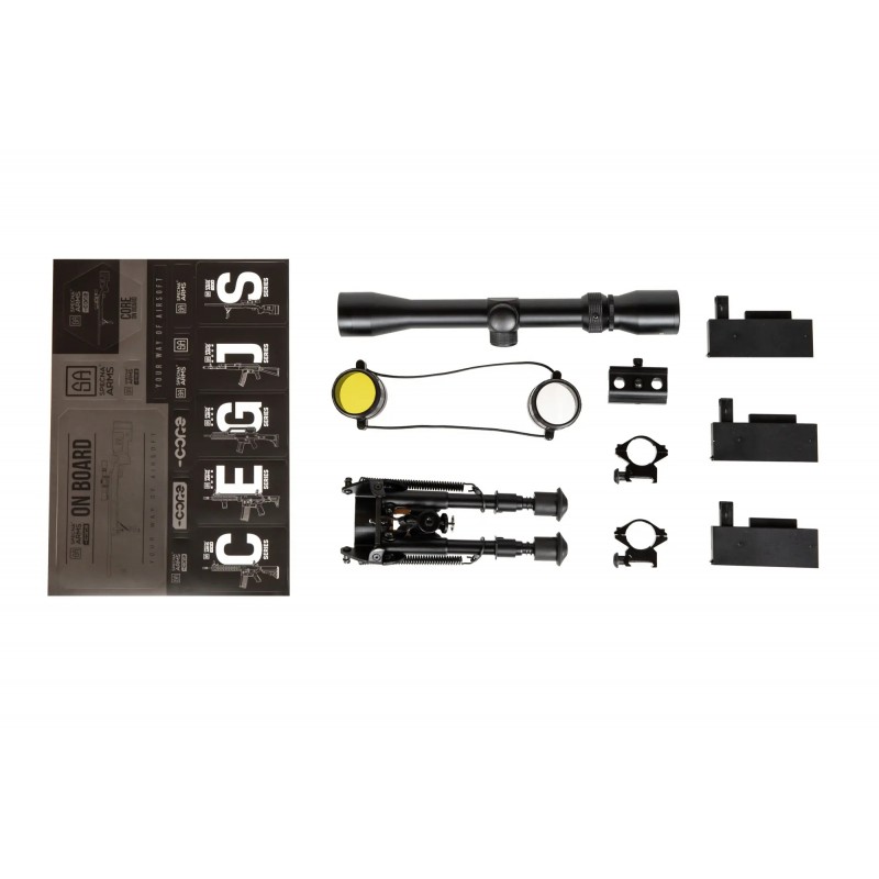 Replika karabinu wyborowego SA-S02 CORE™ High Velocity z lunetą i dwójnogiem - Czarna